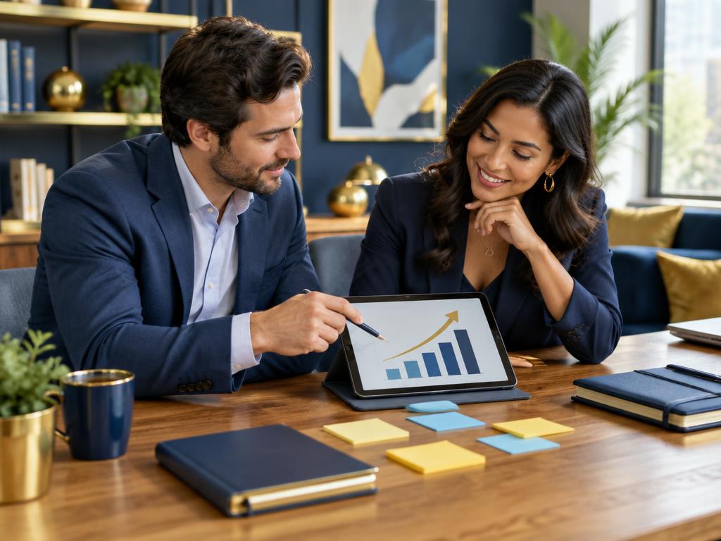 Consultant and entrepreneur reviewing business growth plans